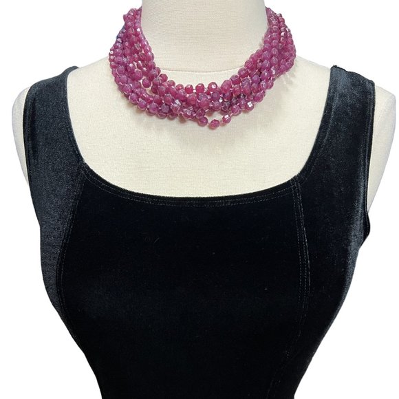 Short purple stranded necklace - Picture 1 of 5